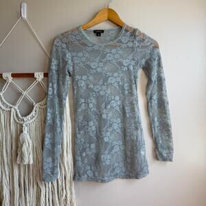 Vintage Y2K Sheer Lace Long Sleeve Top Soft Grunge Size Smal